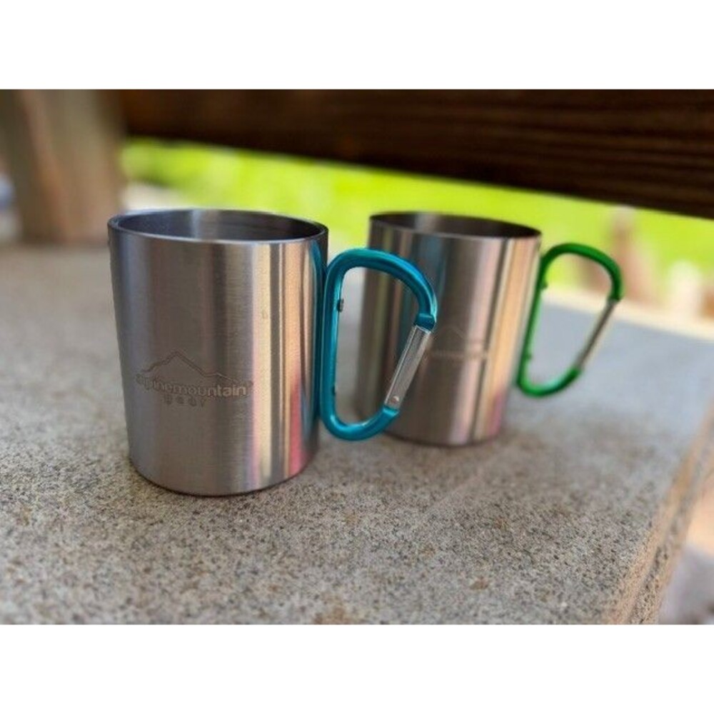 Set of 2 Alpine Mountain Gear Stainless Steel 9 oz. Carabiner Mug
